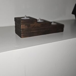 Simple 3 Tier Rustic Wooden Candle Holder